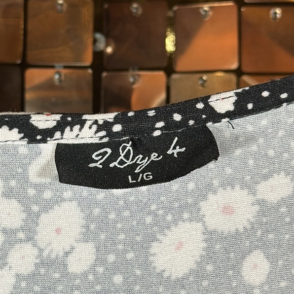 2 Dye 4 Black Short Sleeve Stretchy Lightweight Dress White & Red Floral Print L - Picture 5 of 10